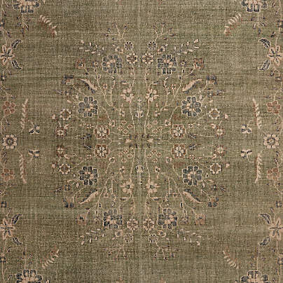 Florence Performance Traditional Floral Green Handknotted Area Rug 6'x9'