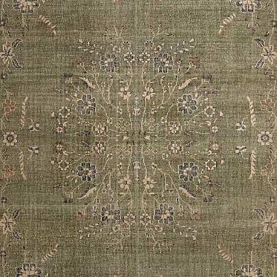 Florence Performance Traditional Floral Green Handknotted Area Rug 10'x14'