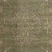 Florence Performance Traditional Floral Green Handknotted Area Rug 8'x10'