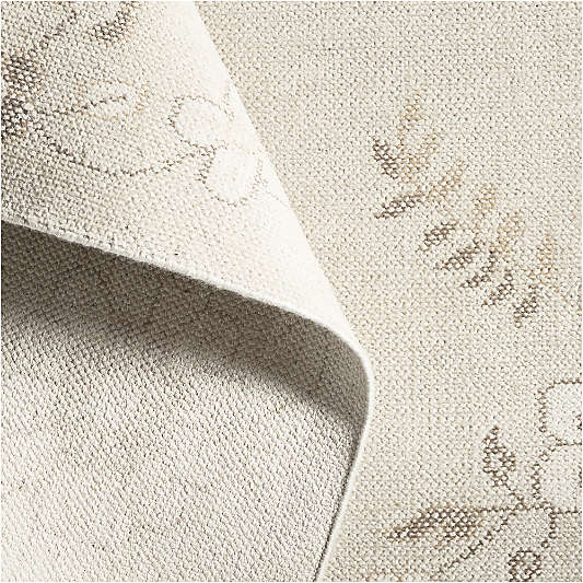 Florence Performance Traditional Floral Ivory Handknotted Rug Swatch 12"x18"