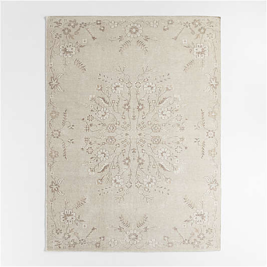 Florence Performance Traditional Floral Ivory Handknotted Area Rug 6'x9'