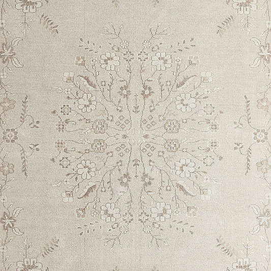 Florence Performance Traditional Floral Ivory Handknotted Rug Swatch 12"x18"