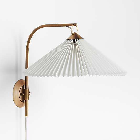 Flores Plug-In Wall Sconce with Pleated Shade