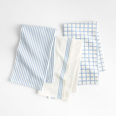 View Blue Flour Sack Dish Towel Set with Reusable Bag details
