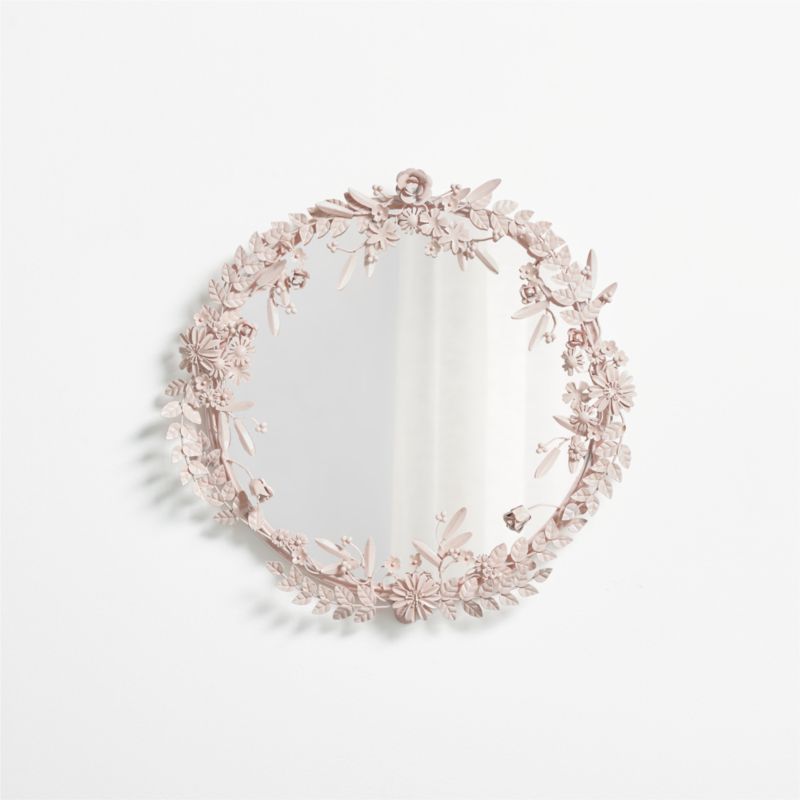 Pink Flower Crown 17" Kids Wall Mirror