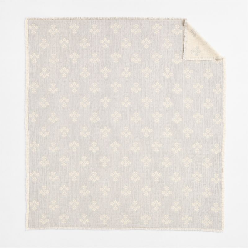 Flora Floral Matelasse Mist Blue Organic Cotton Kids Bed Blanket - image 5 of 7