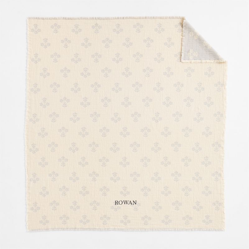 Flora Floral Matelasse Mist Blue Organic Cotton Kids Bed Blanket - image 3 of 7