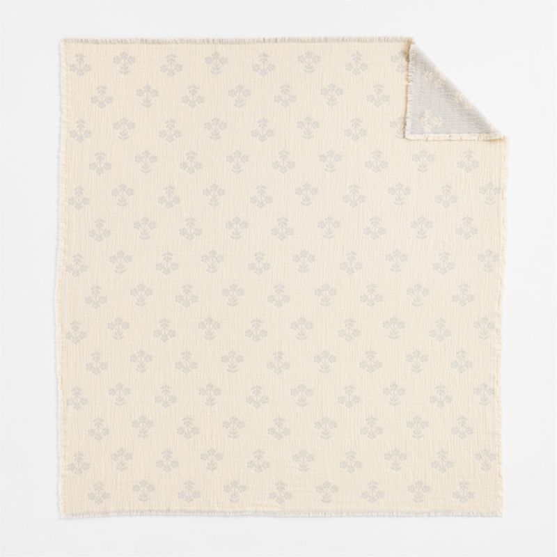 Flora Floral Matelasse Mist Blue Organic Cotton Kids Bed Blanket - image 4 of 7