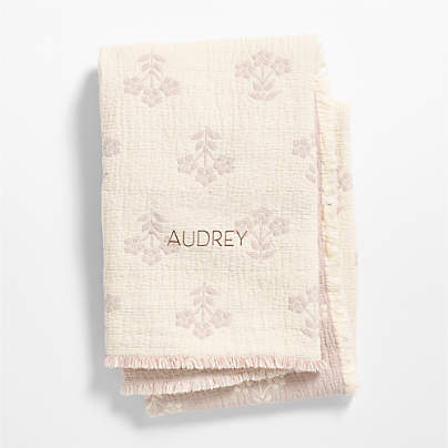 Flora Floral Matelasse Sunset Purple Organic Cotton Kids Bed Blanket