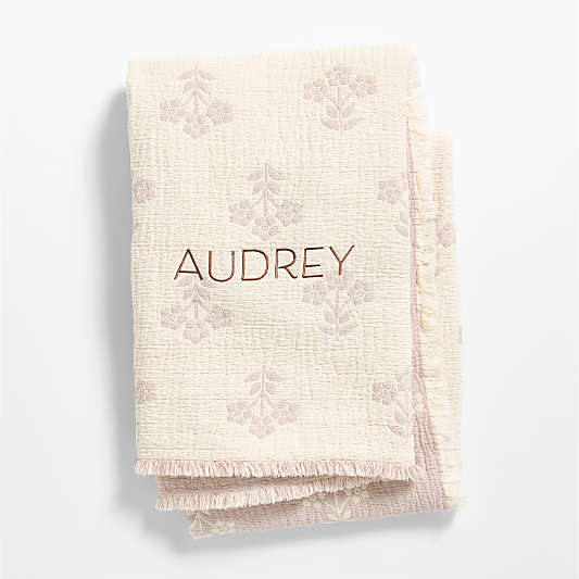 Flora Floral Matelasse Sunset Purple Organic Cotton Baby Stroller Blanket