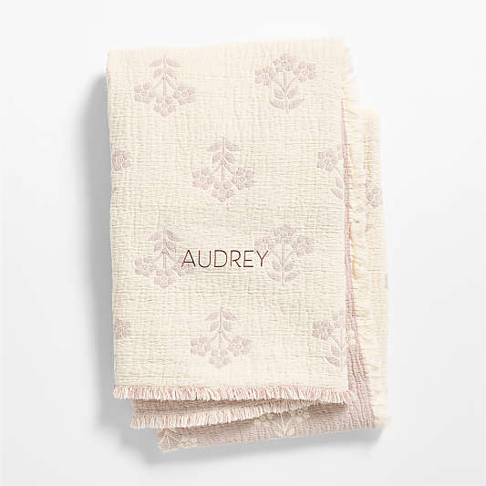 Flora Floral Matelasse Sunset Purple Organic Cotton Kids Bed Blanket