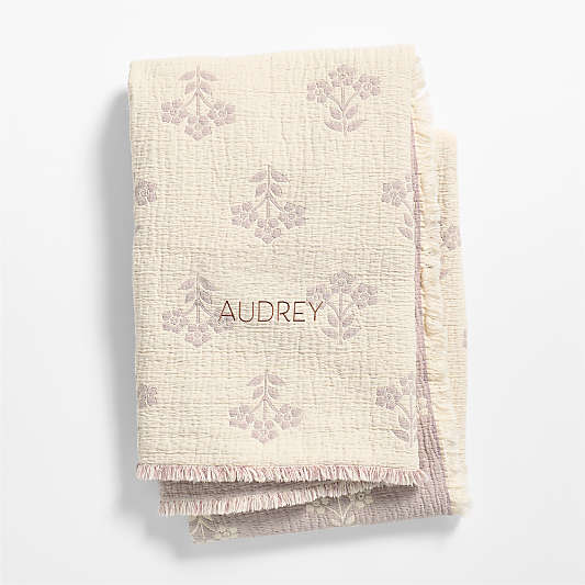 Flora Floral Matelasse Sunset Purple Organic Cotton Kids Bed Blanket