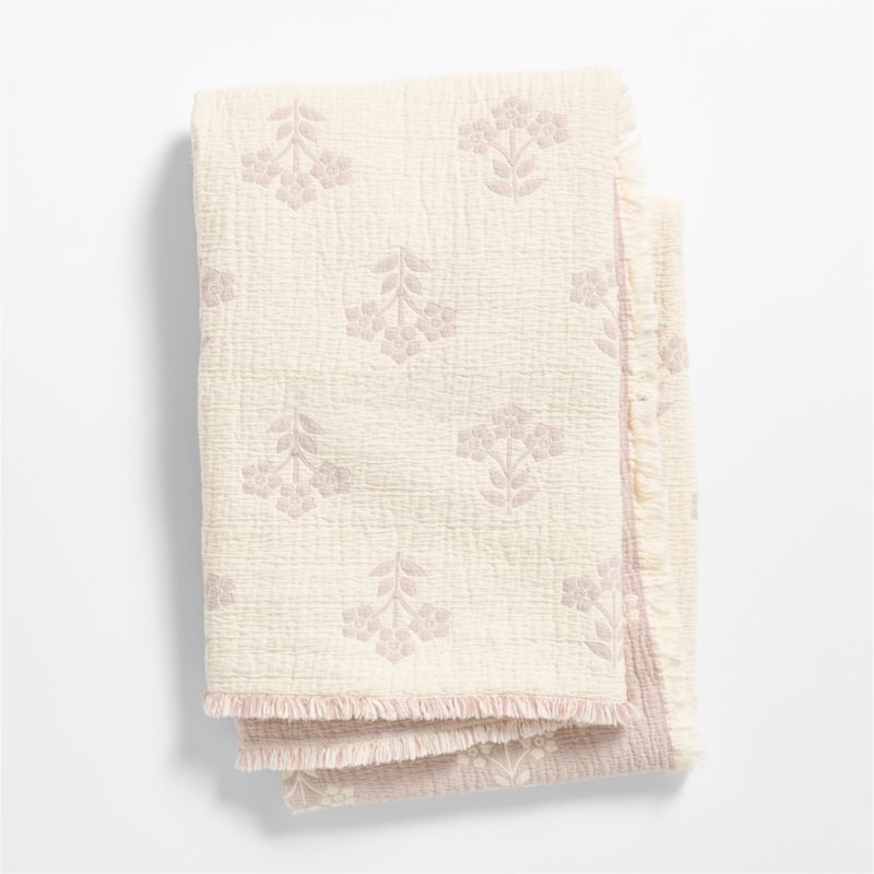 Flora Floral Matelasse Sunset Purple Organic Cotton Kids Bed Blanket - image 2 of 7