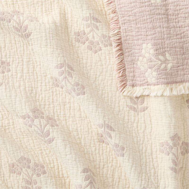 Flora Floral Matelasse Sunset Purple Organic Cotton Kids Bed Blanket - image 6 of 7