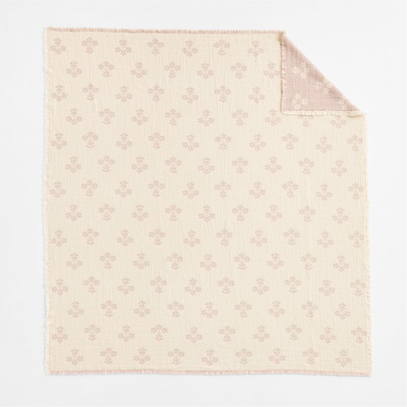 Flora Floral Matelasse Sunset Purple Organic Cotton Kids Bed Blanket - image 4 of 7