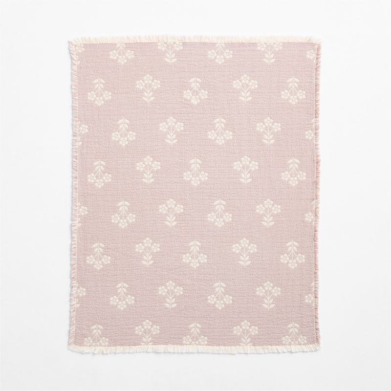 Flora Floral Matelasse Sunset Purple Organic Cotton Baby Stroller Blanket - image 6 of 7