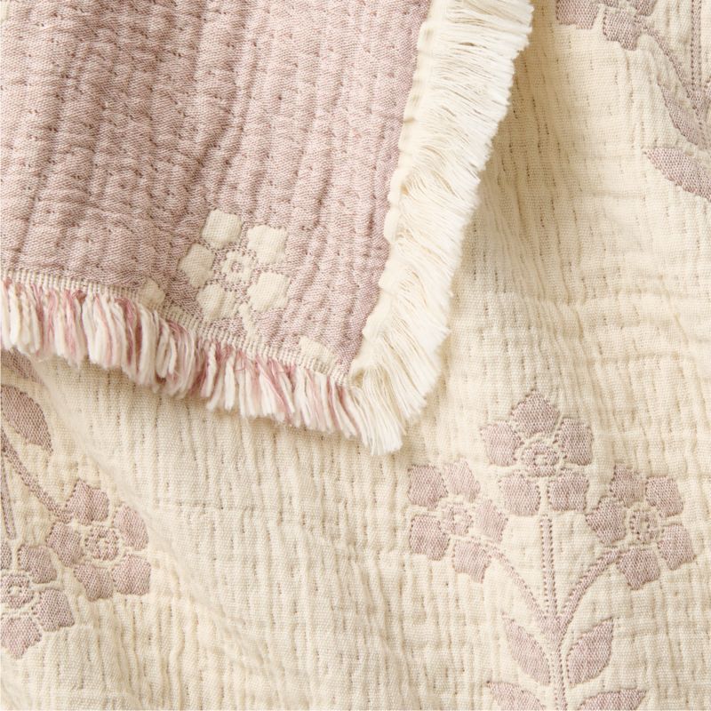 Flora Floral Matelasse Sunset Purple Organic Cotton Baby Stroller Blanket - image 5 of 7