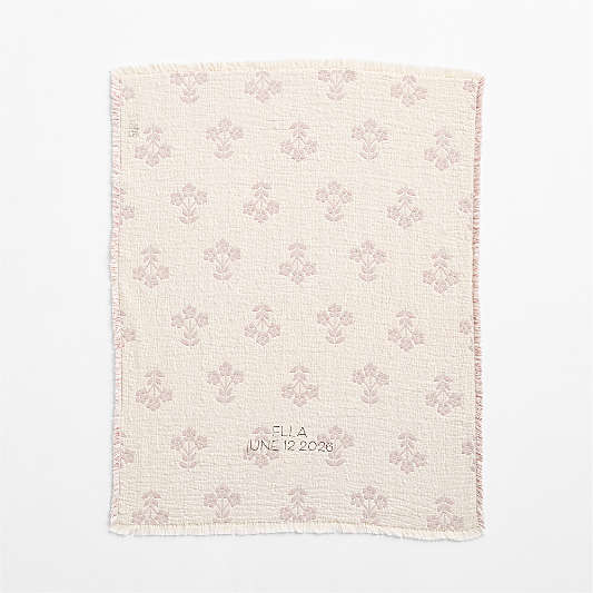 Flora Floral Matelasse Sunset Purple Organic Cotton Baby Stroller Blanket