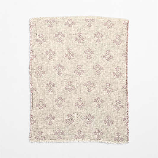 Flora Floral Matelasse Sunset Purple Organic Cotton Baby Stroller Blanket