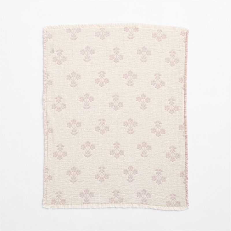 Flora Floral Matelasse Sunset Purple Organic Cotton Baby Stroller Blanket - image 4 of 7