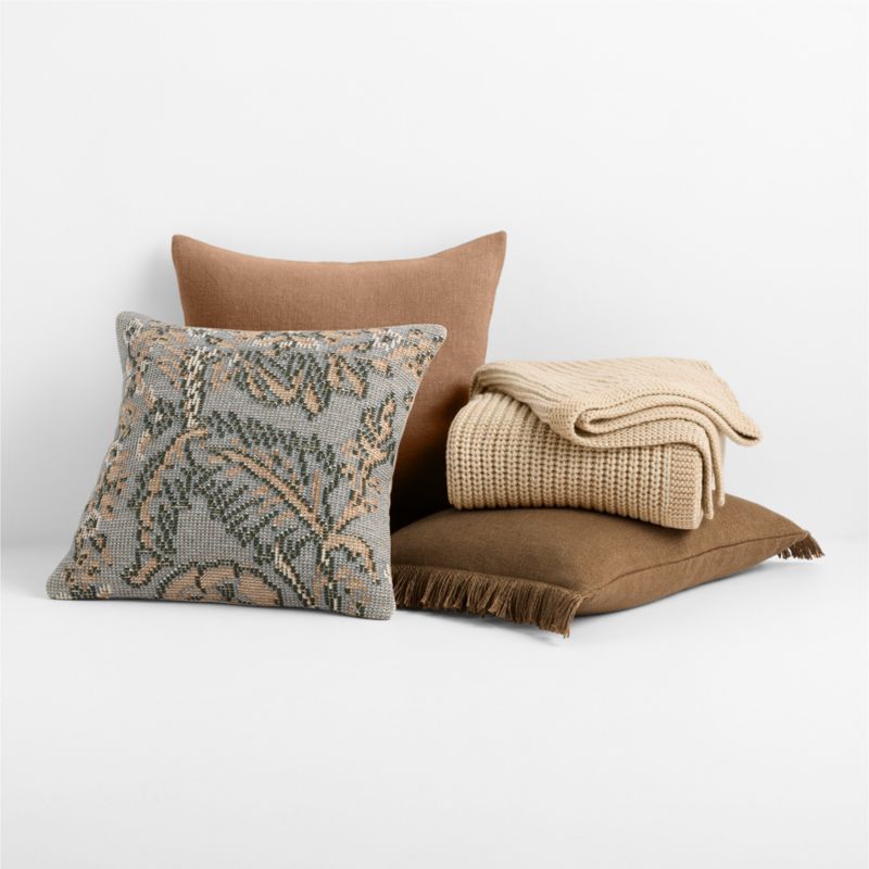 Casual Textured Fringe 24"x16" Camel Tan Throw Pillow Cover with Down-Alternative Insert - image 4 of 5