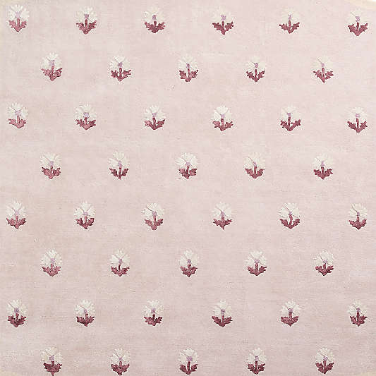 Floral Reverie Lilac Rose Wool Kids Area Rug Swatch