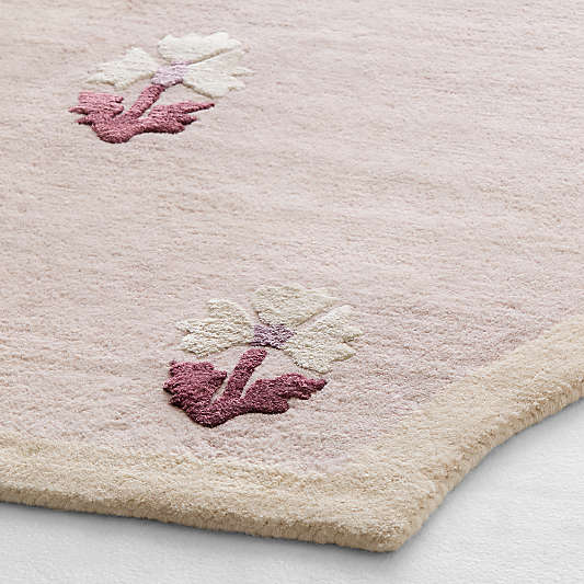 Floral Reverie Lilac Rose Wool Kids Area Rug Swatch