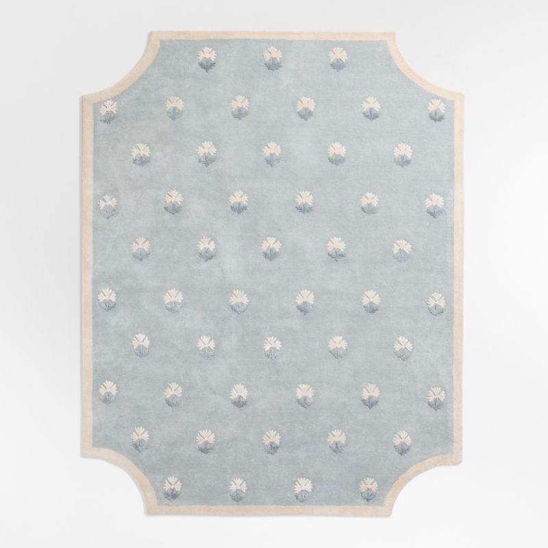 Floral Reverie Mist Blue Wool Kids Area Rug Swatch - image 1 of 5
