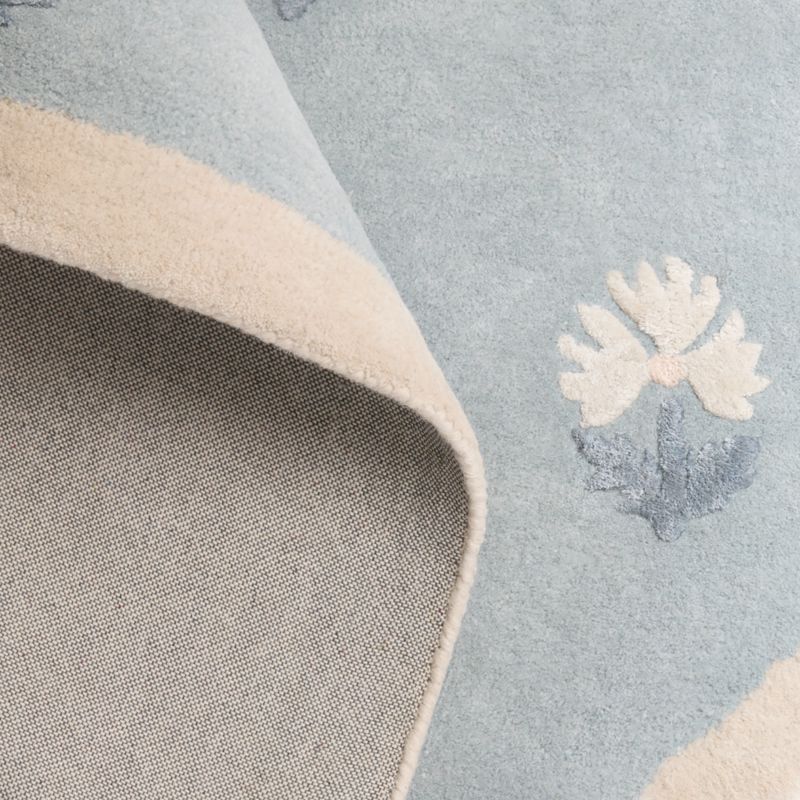 Floral Reverie Mist Blue Wool Kids Area Rug Swatch - image 3 of 5