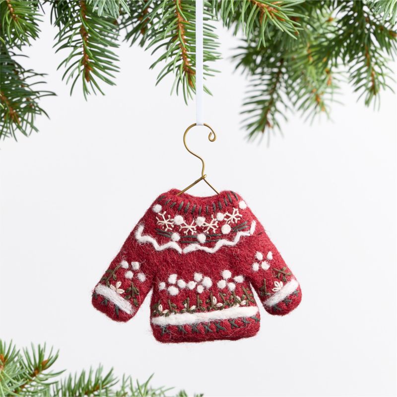 Felted Red Sweater Christmas Tree Ornament, Set of 4 - image 1 of 3