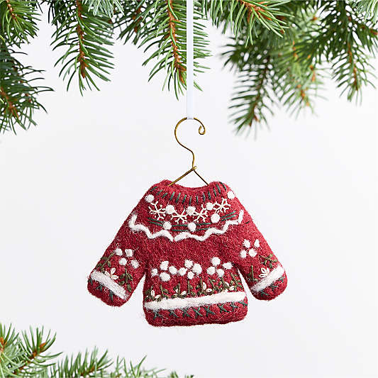 Felted Red Sweater Christmas Tree Ornament
