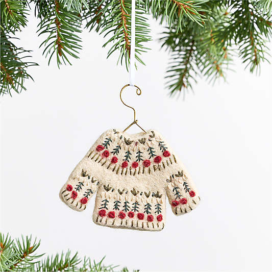 Felted White Sweater Christmas Tree Ornament