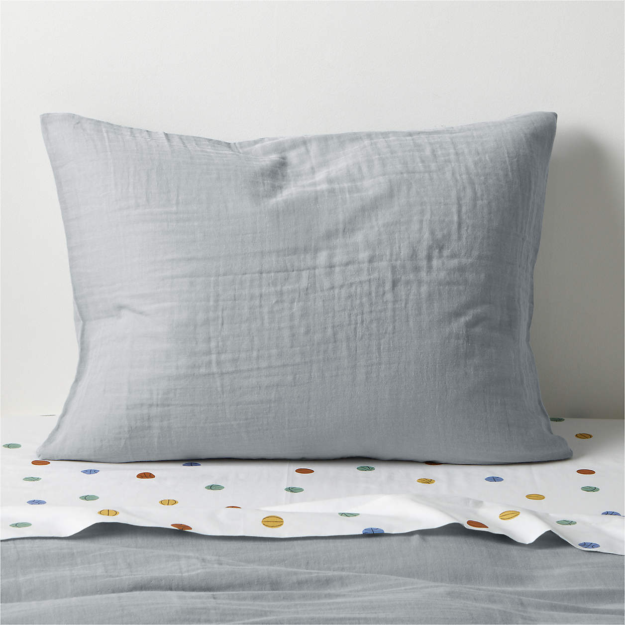 Supersoft Kids Mist Blue Organic Cotton Gauze Pillow Sham Crate & Kids