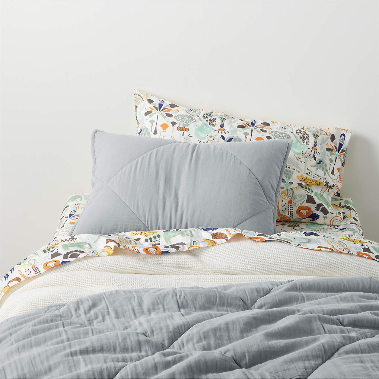 Supersoft Kids Mist Blue Cotton Gauze Quilt Bedding Set Crate & Kids