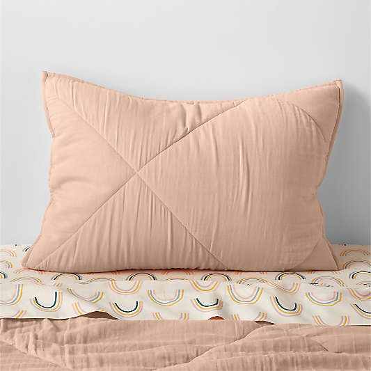 Supersoft Elegant Pink Quilted Cotton Gauze Kids Pillow Sham