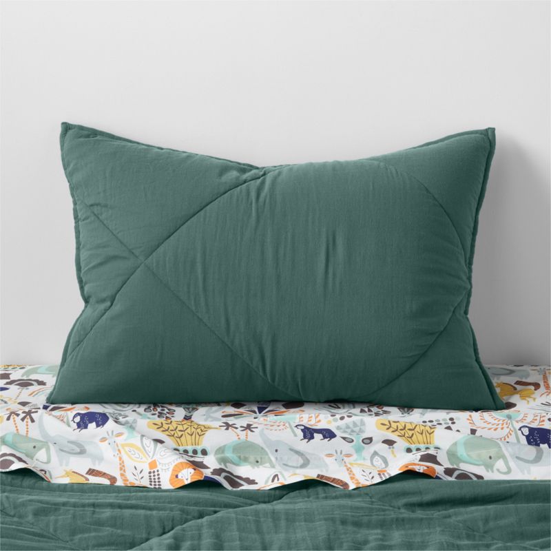 Supersoft Cool Pine Quilted Organic Cotton Gauze Kids Pillow Sham