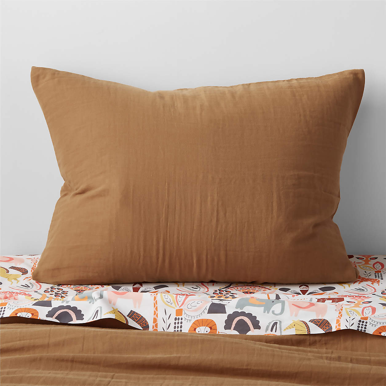 Supersoft Kids Brulee Brown Organic Cotton Gauze Pillow Sham Crate & Kids