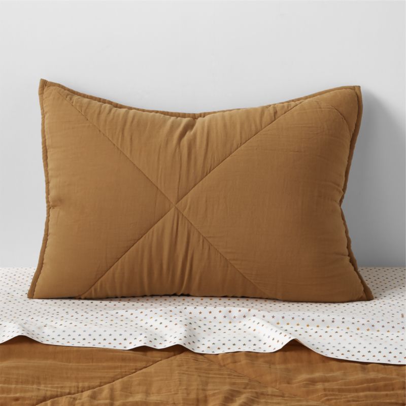 Supersoft Brulee Brown Quilted Cotton Gauze Kids Pillow Sham - image 5 of 11