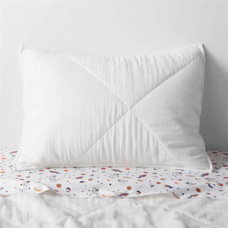 Supersoft Pampas Ivory Cotton Gauze Kids Quilted Pillow Sham