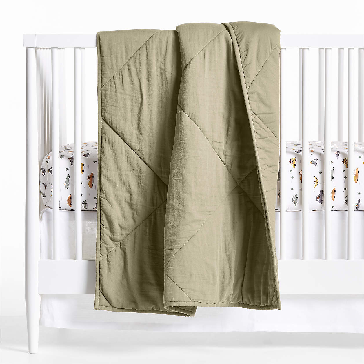 Garden Green Supersoft Cotton Gauze Baby Crib Quilt + Reviews Crate