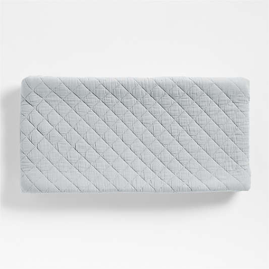 Supersoft Mist Blue Organic Cotton Gauze Baby Changing Pad Cover