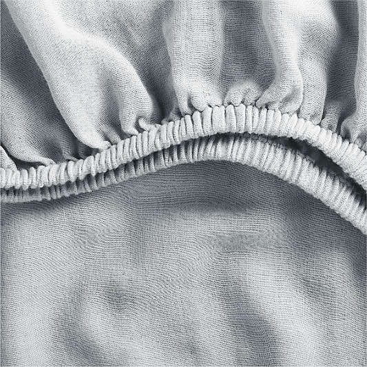 Supersoft Mist Blue 100% Organic Cotton Gauze Baby Crib Fitted Sheet