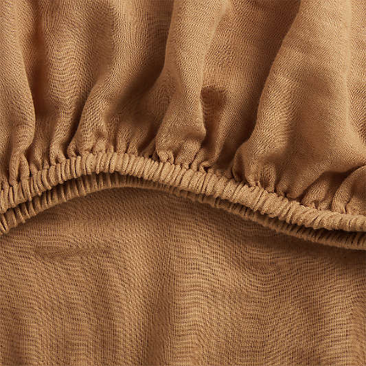 Supersoft Brulee Brown Organic Cotton Gauze Baby Crib Fitted Sheet