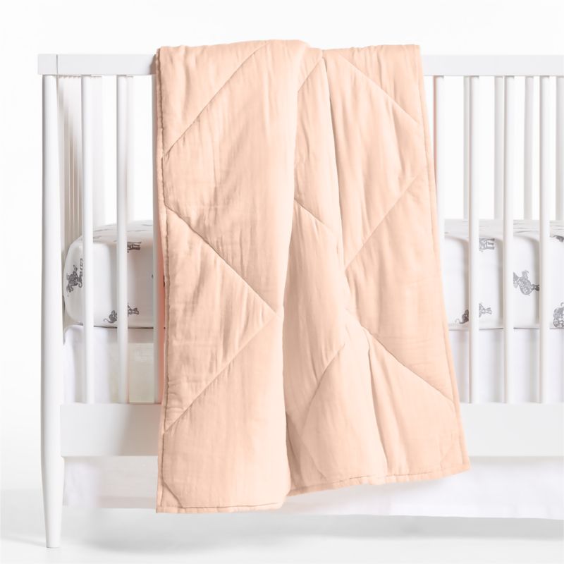 Supersoft Elegant Pink Organic Cotton Gauze Baby Crib Quilt Bedding Set - image 0 of 1