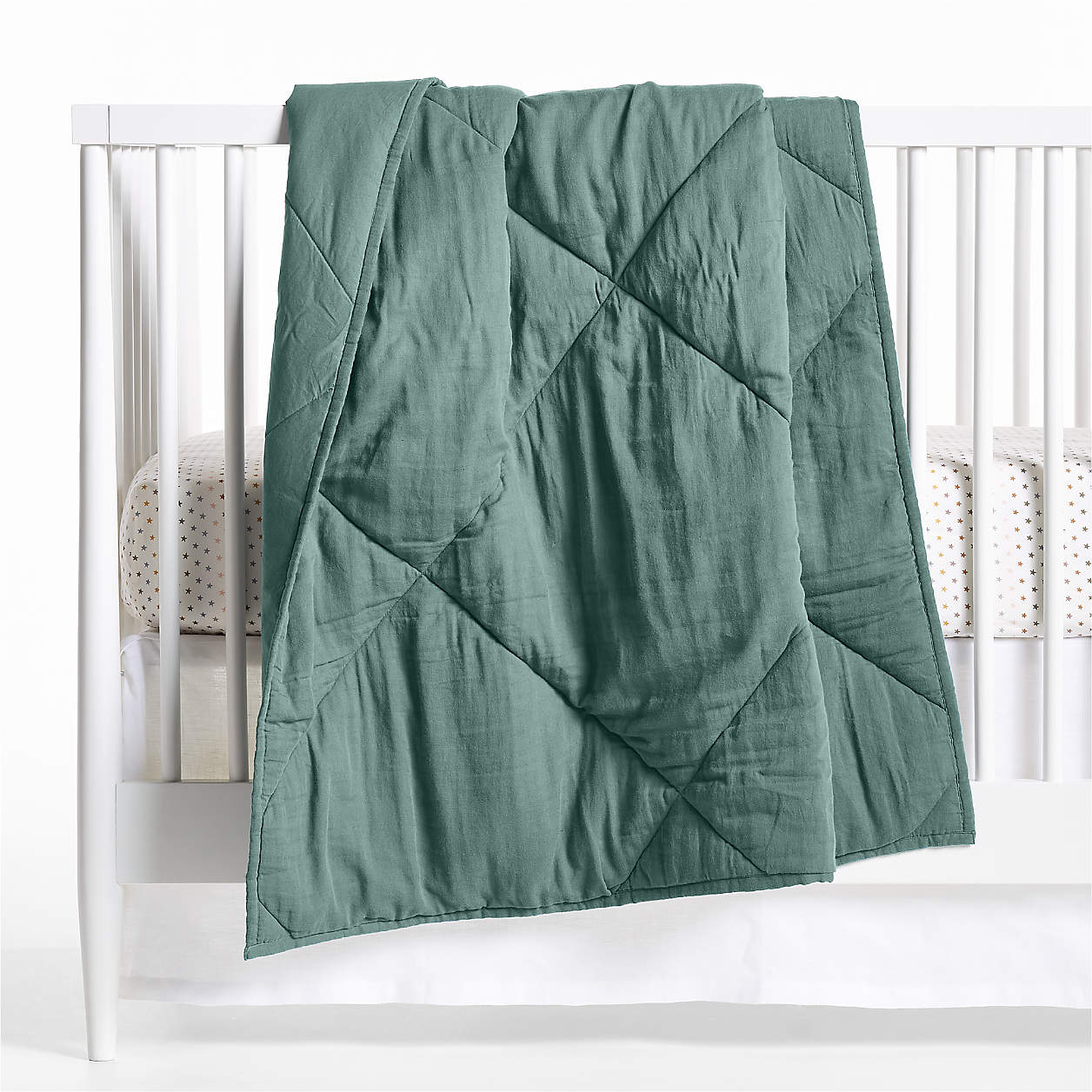 Supersoft Cool Pine Cotton Gauze Baby Crib Quilt + Reviews Crate & Kids