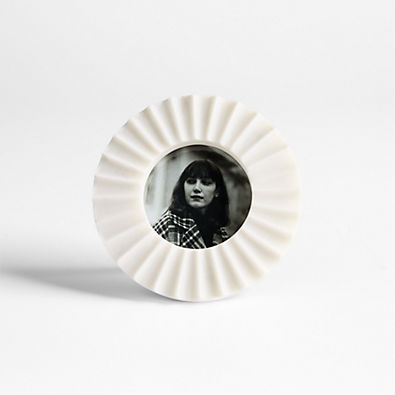 View Fluted White Marble 3" Round Picture Frame details