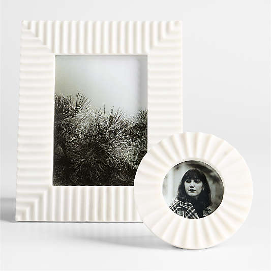 Fluted White Marble Picture Frames