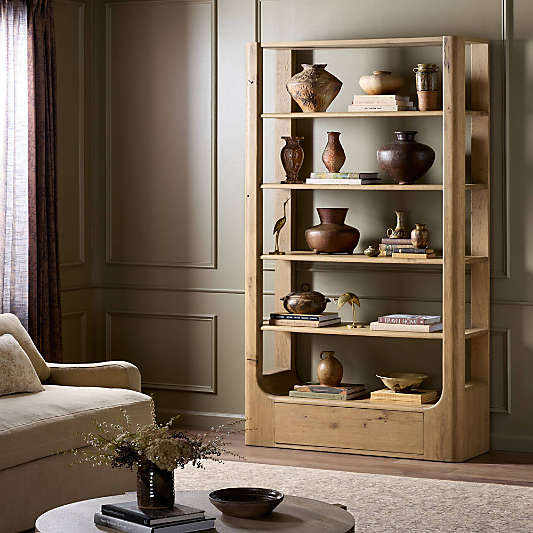 Flynn Aged Natural Oak 50" Open Bookcase