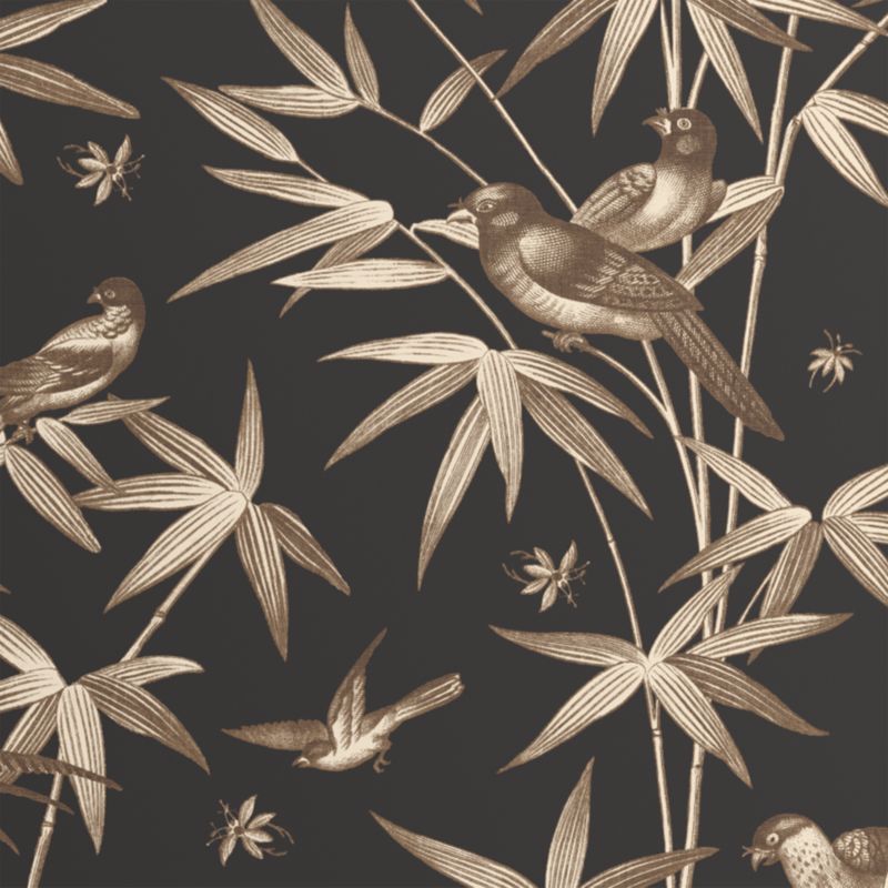 Finch Black Botanical Wallpaper - image 1 of 2