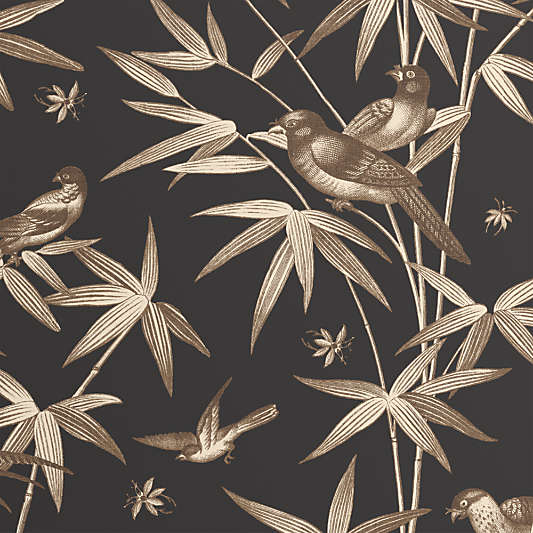 Finch Black Botanical Wallpaper